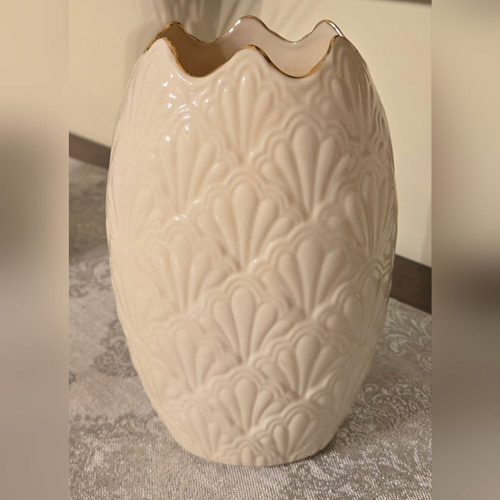 🎄🛍❤️ VINTAGE LENOX JACQUARD GOLD 7" VASE